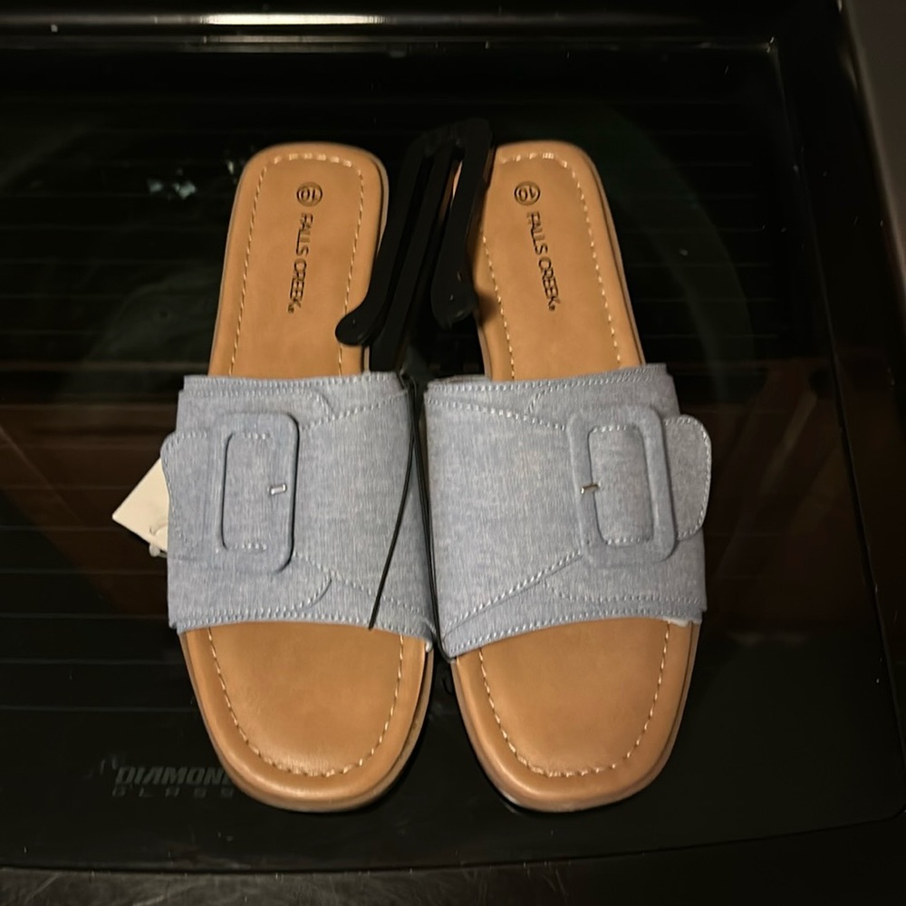 Falls Creek Flat Blue Slides Size 10 NWT